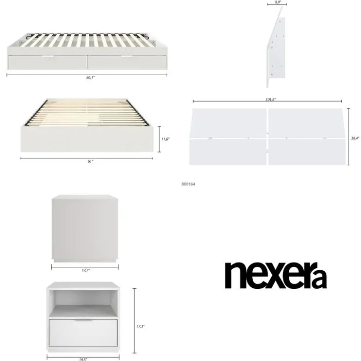 Nexera Queen Storage Bedroom Set (60") - 3 pcs - White Sale