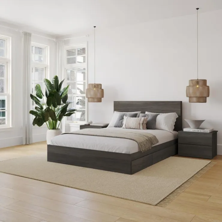 Nexera Queen Storage Bedroom Set (60") - 4 pcs - Bark Grey Sale