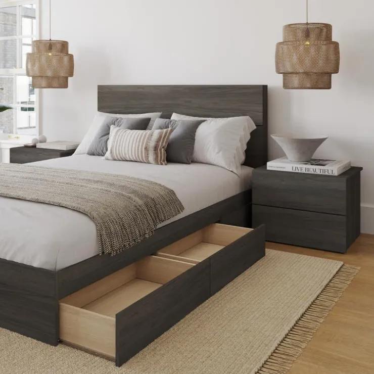 Nexera Queen Storage Bedroom Set (60") - 4 pcs - Bark Grey Sale