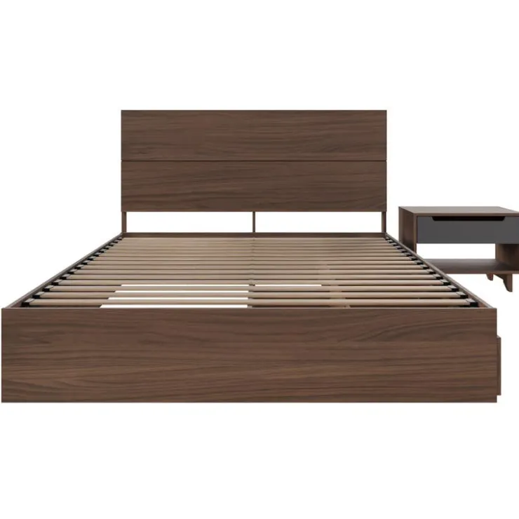 Nexera Queen Storage Bedroom Set (60") - 3 pcs - Walnut & Charcoal Clearance