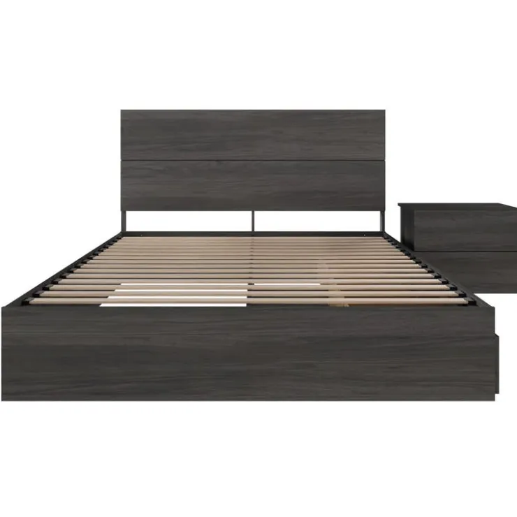 Nexera Queen Storage Bedroom Set (60") - 3 pcs - Bark Grey Online