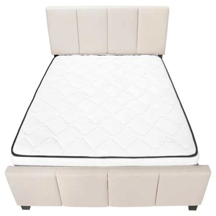 Monarch Queen Upholstered Bed with Headboard (60") - Beige New