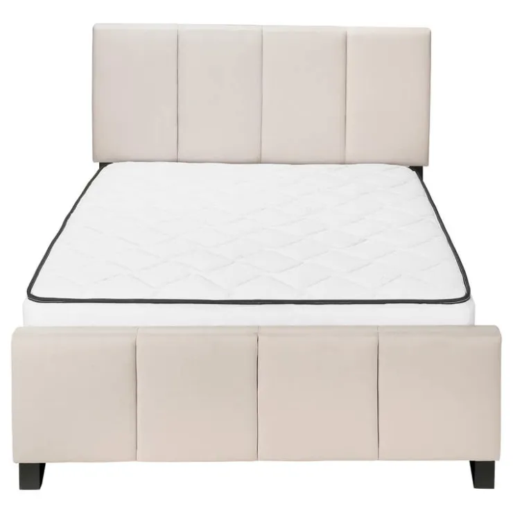 Monarch Queen Upholstered Bed with Headboard (60") - Beige New