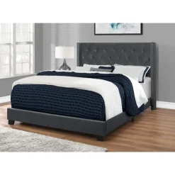 Monarch Queen Velvet Bed with Headboard (60