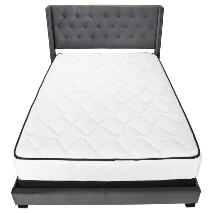 Monarch Queen Velvet Bed with Headboard (60") - Dark Grey