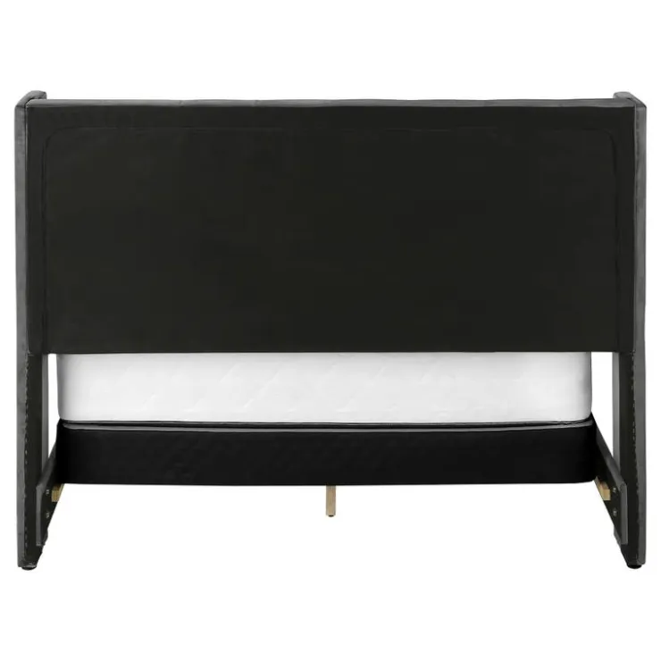 Monarch Queen Velvet Bed with Headboard (60") - Dark Grey