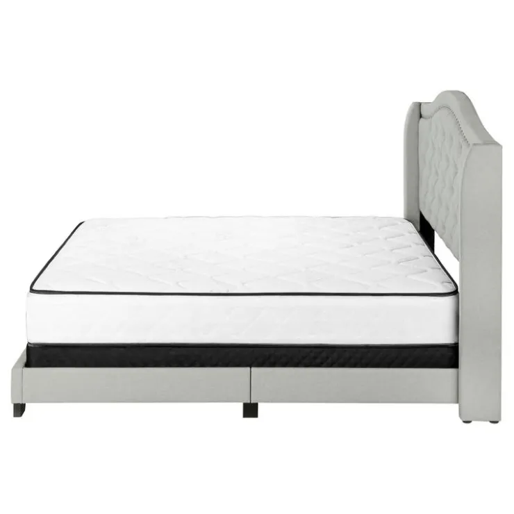 Monarch Queen Velvet Bed with Headboard (60") - Light Grey Sale