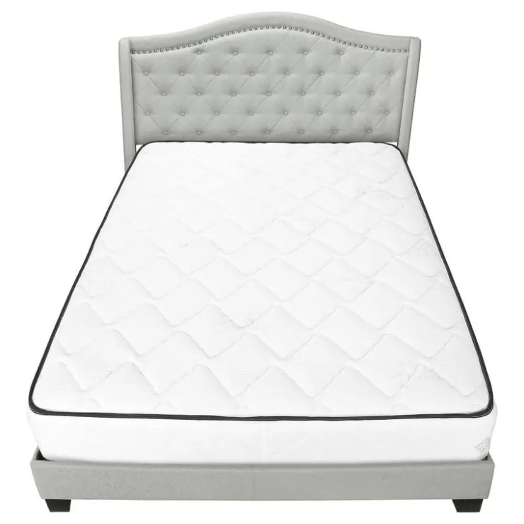 Monarch Queen Velvet Bed with Headboard (60") - Light Grey Sale