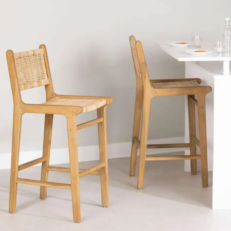 Meubles South Shore RATTAN BAR STOOL, SET OF 2 - South Shore Natural