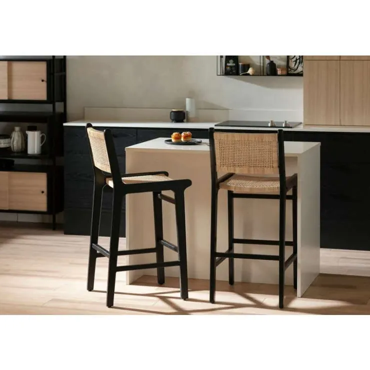Meubles South Shore RATTAN BAR STOOL, SET OF 2 - South Shore Black and Natural Discount