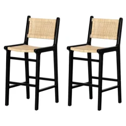 Meubles South Shore RATTAN BAR STOOL, SET OF 2 - South Shore Black and Natural Discount