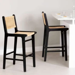 Meubles South Shore RATTAN BAR STOOL, SET OF 2 - South Shore Black and Natural Discount