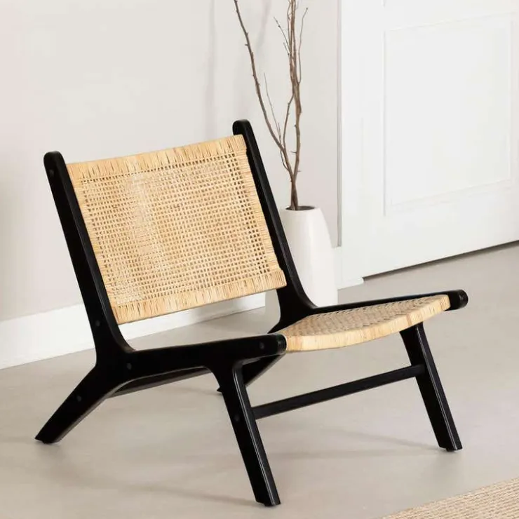 Meubles South Shore Rattan Lounge Chair Naturel et noir Outlet