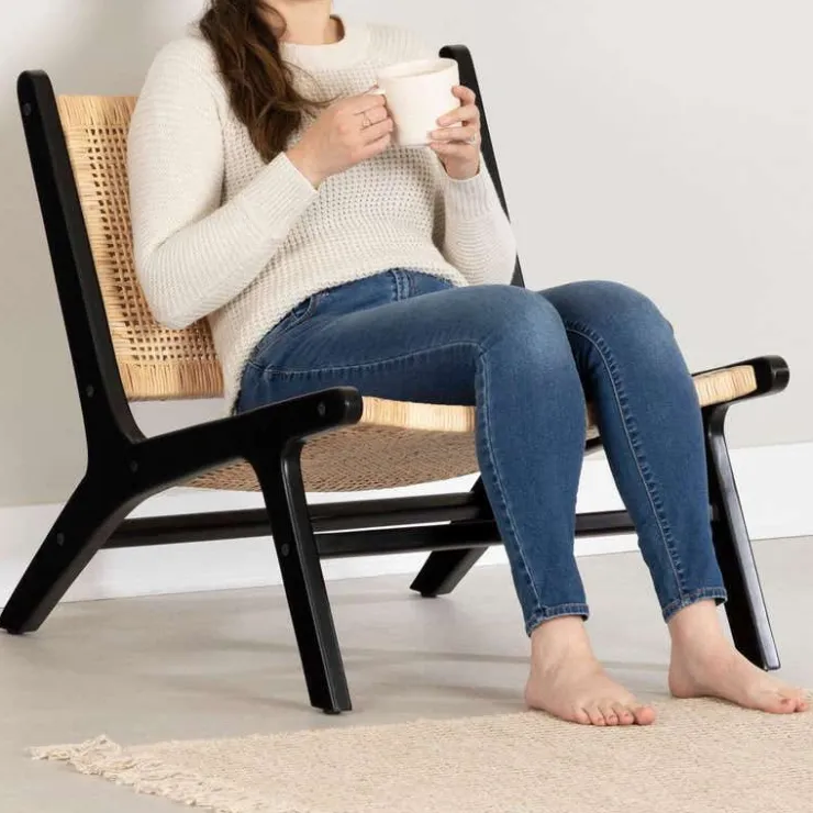 Meubles South Shore Rattan Lounge Chair Naturel et noir Outlet