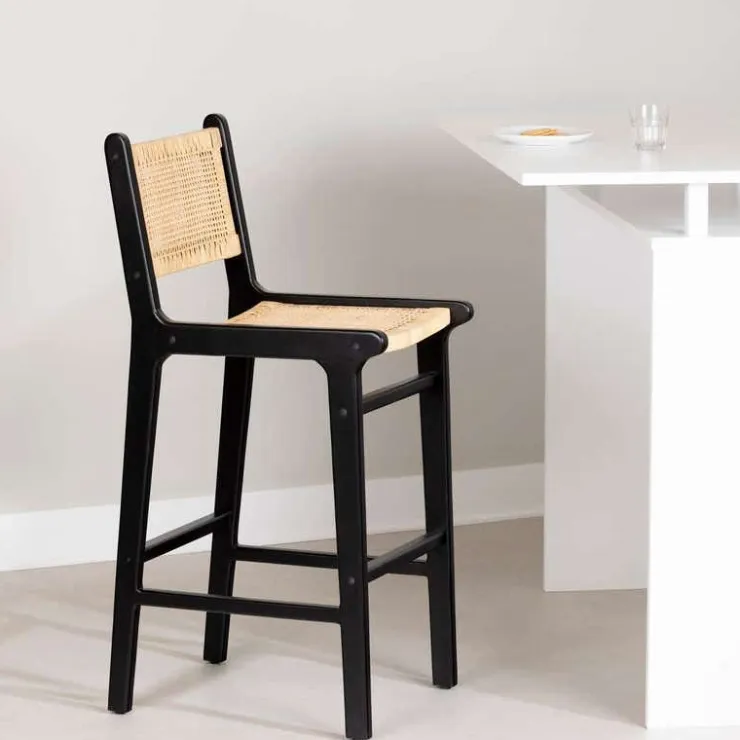 Meubles South Shore Rattan Stool - South Shore Black and Natural Discount