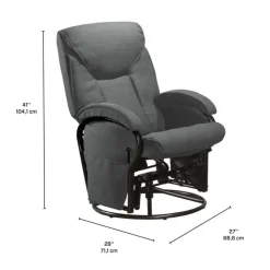 Reclining Ball-Bearing Swivel Glider with Ottoman Grey Best