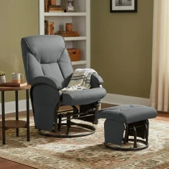Reclining Ball-Bearing Swivel Glider with Ottoman Grey Best