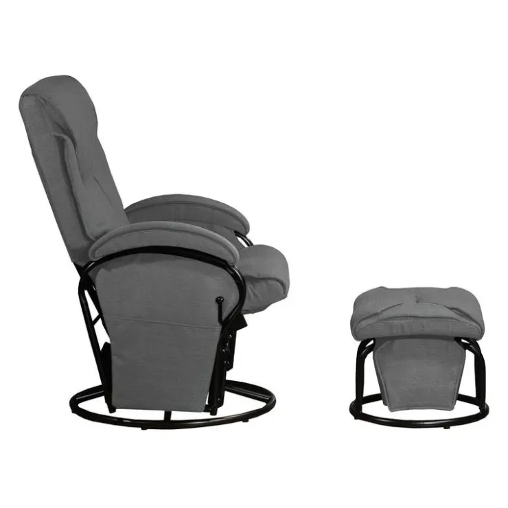 Reclining Ball-Bearing Swivel Glider with Ottoman Grey Best