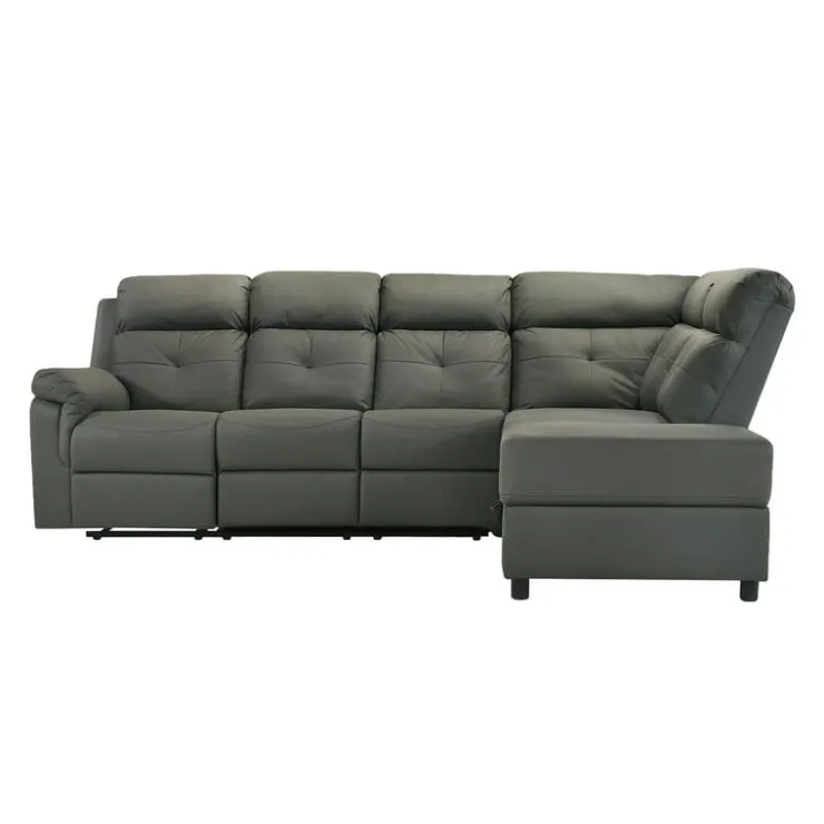 Reclining Sectional with Drop-Down Backrest and Cup Holders - Dark Grey Discount