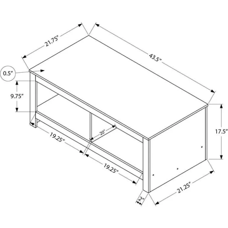 Monarch Rectangular Coffee Table with Storage 44" - Grey Best