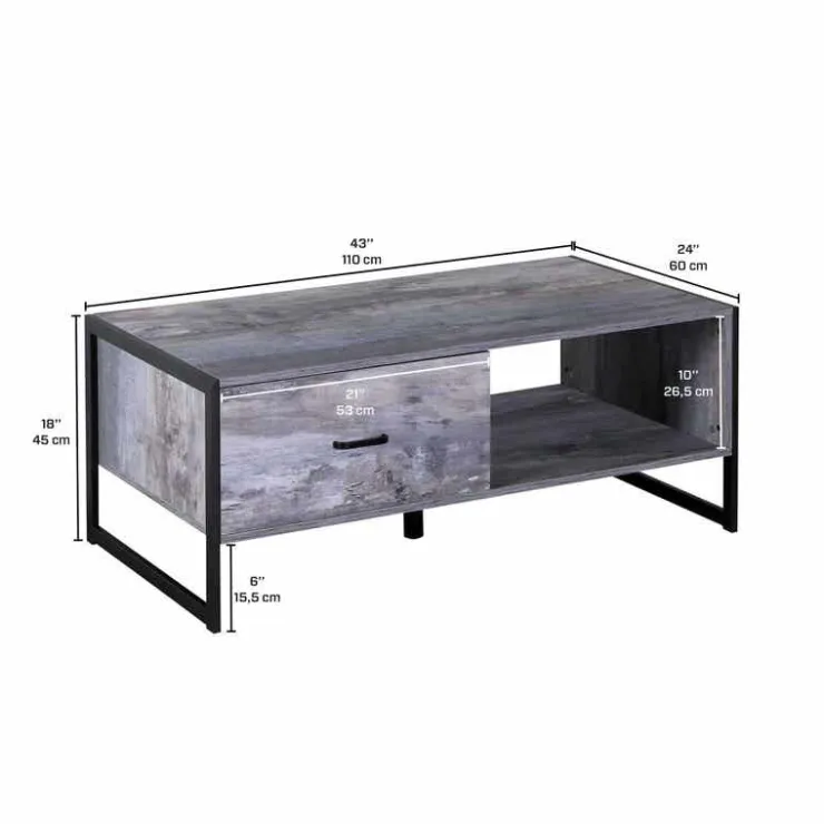 Rectangular Coffee Table with Storage Grey Hot