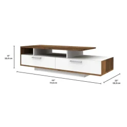 MEQ Rectangular Coffee Table with Storage White/Walnut Hot