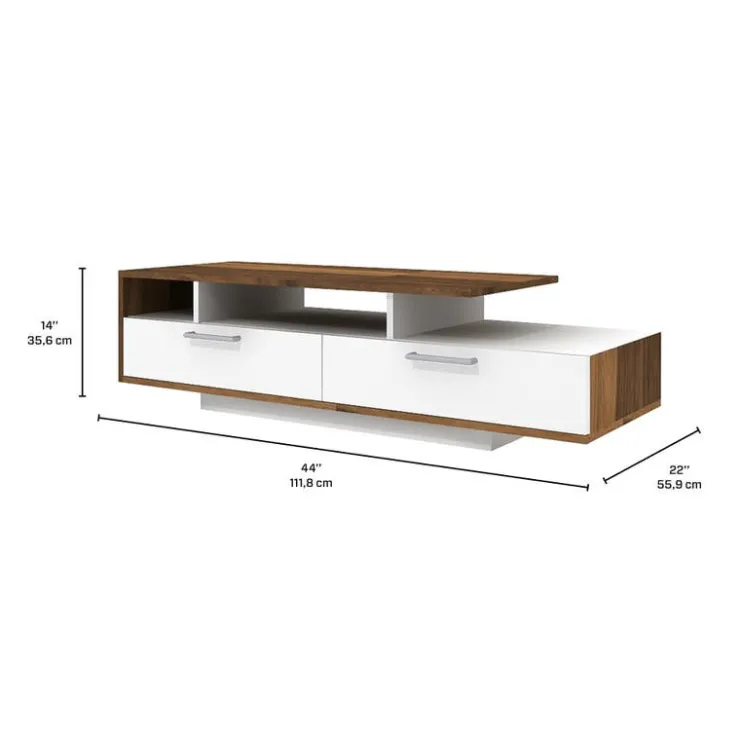 MEQ Rectangular Coffee Table with Storage White/Walnut Hot