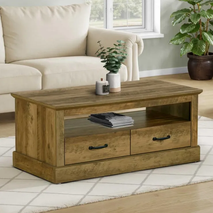 Monarch Rectangular Coffee Table with Storage 42" - Brown Clearance