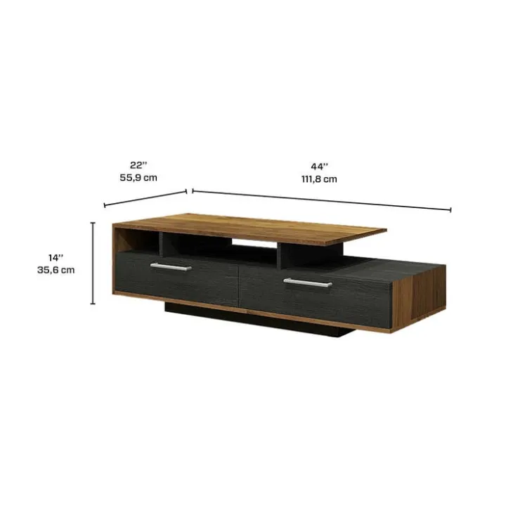 MEQ Rectangular Coffee Table with Storage SLATE/WALNUT Clearance