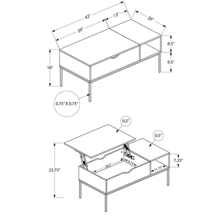 Monarch Rectangular Coffee Table with Storage - Grey Best