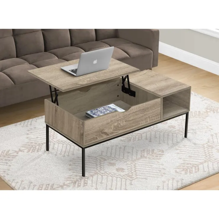 Monarch Rectangular Coffee Table with Storage - Dark Taupe Hot