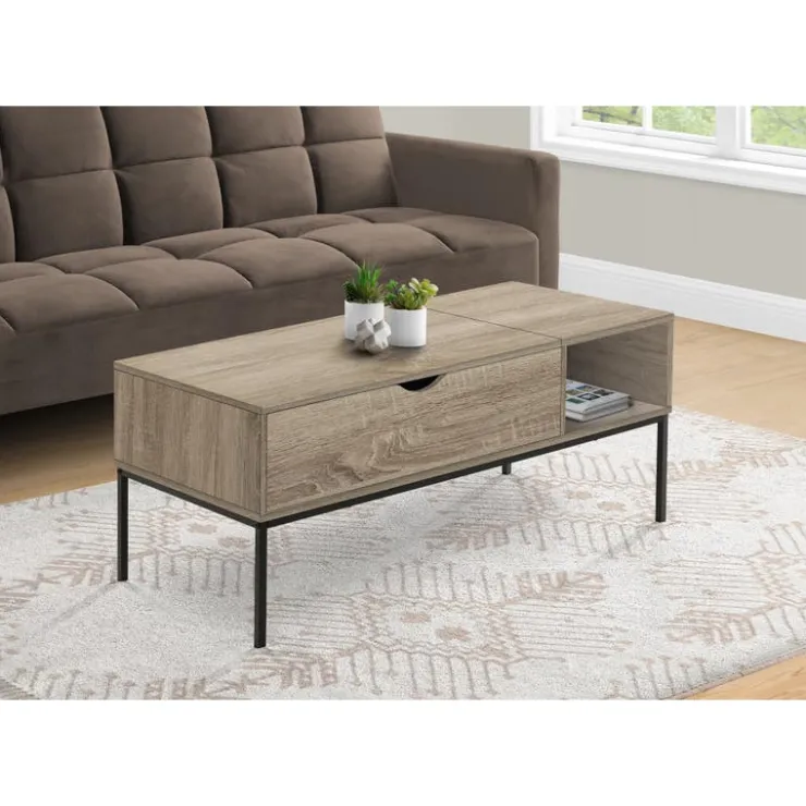 Monarch Rectangular Coffee Table with Storage - Dark Taupe Hot