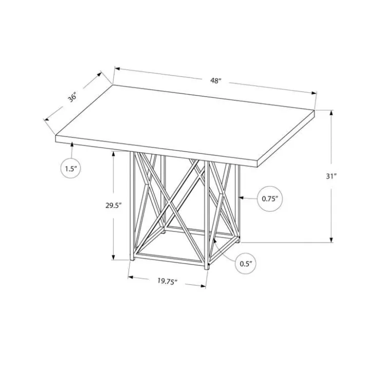 Monarch Rectangular Dining Table 48" - Grey