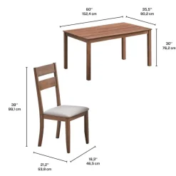 Rectangular Dining Table with 4 Chairs - Beige Brown/Beige Best