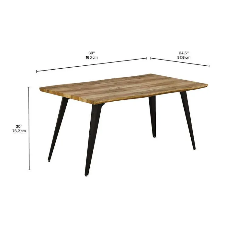Rectangular Dining Table 63" Brown/Black