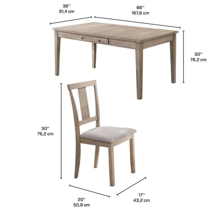 Rectangular Dining Table with Storage Compartments and 4 Chairs - Grey New