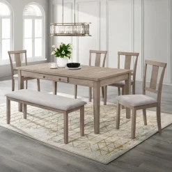 Rectangular Dining Table with Storage Compartments and 4 Chairs - Grey New