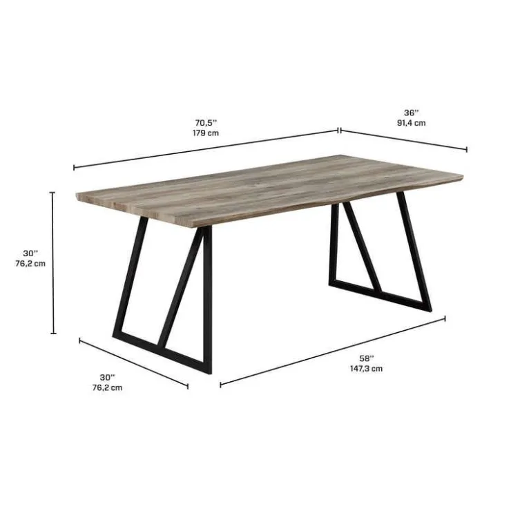 Rectangular Dining Table 71" Grey/Black New