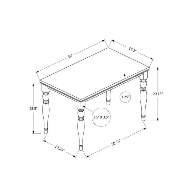 Monarch Rectangular Dining Table 60" - Grey Discount