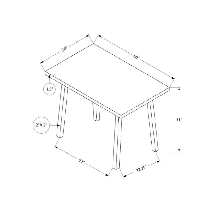 Monarch Rectangular Dining Table 60" - Grey
