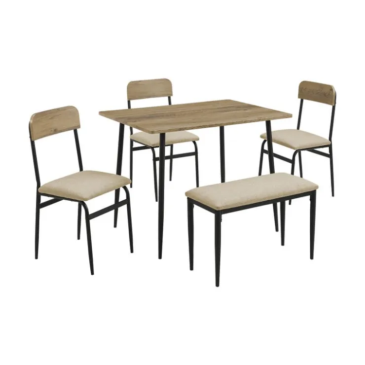 Monarch Rectangular Dining Table with 3 Chairs and 1 Bench OAK Best