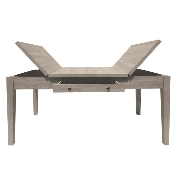 Rectangular Dining Table with End Lift-Top Panels and Drawer Grey Sale