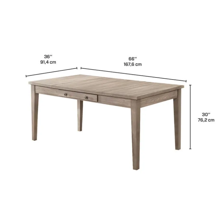 Rectangular Dining Table with End Lift-Top Panels and Drawer Grey Sale