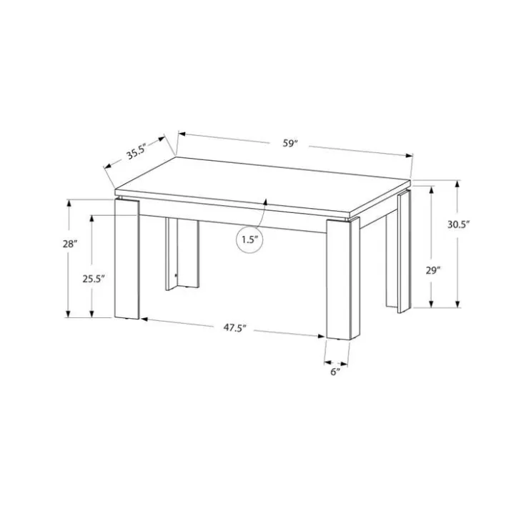Monarch Rectangular Dining Table 60" - Black Outlet