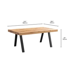 Rectangular Dining Table 75" Natural wood/ Black