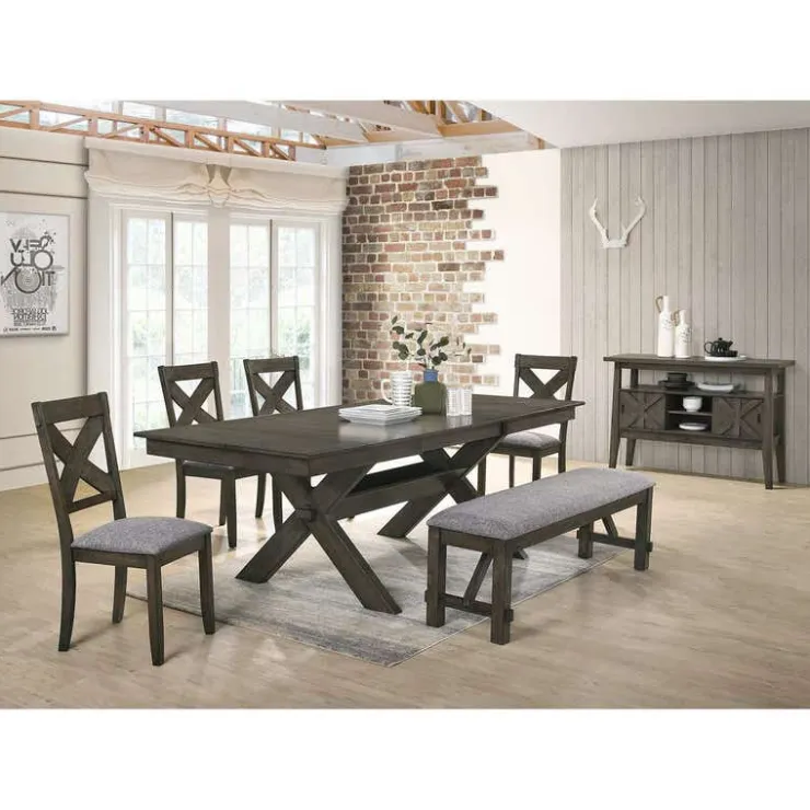 Rectangular Extendable Dining Table 66" to 94" Grey Outlet