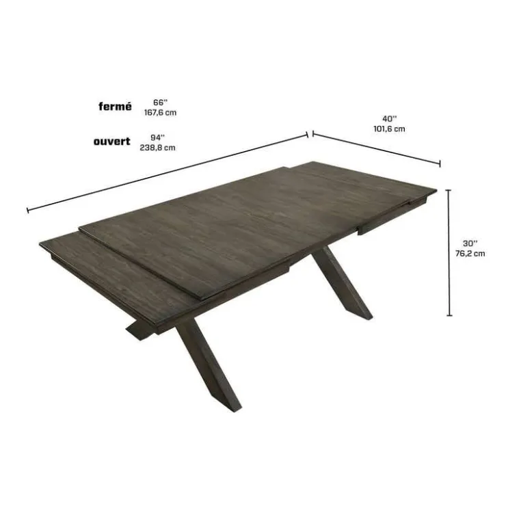 Rectangular Extendable Dining Table 66" to 94" Grey Outlet