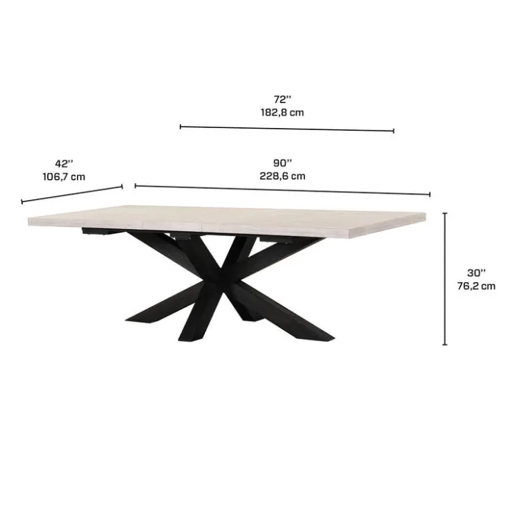 Rectangular Extendable Dining Table 72" to 90" Brown & Light Grey Discount