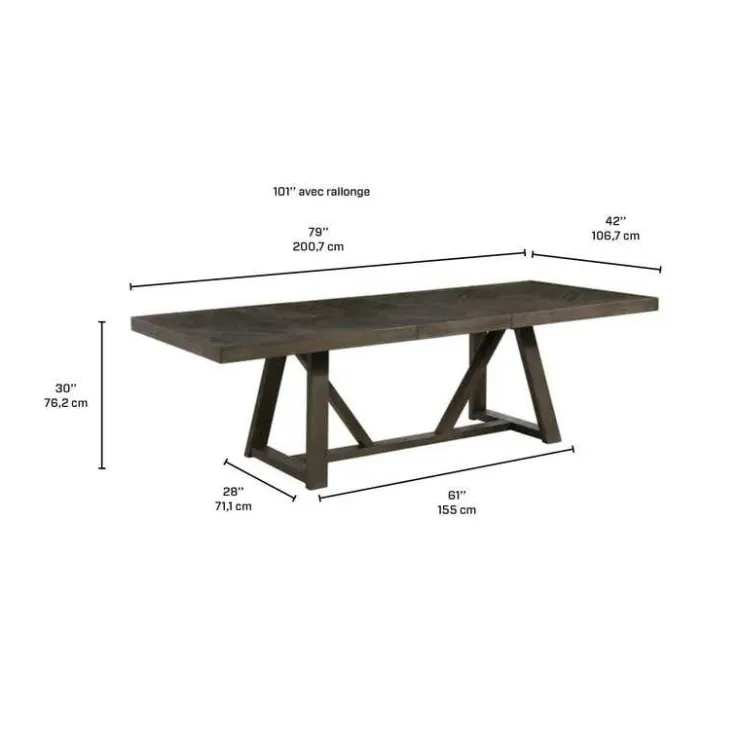 Rectangular Extendable Dining Table 79" to 101" GREY Best