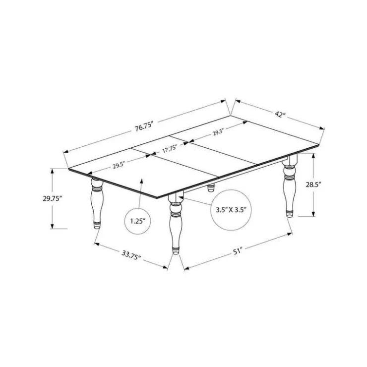Monarch Rectangular Extendable Dining Table 60" to 78" - Grey Online